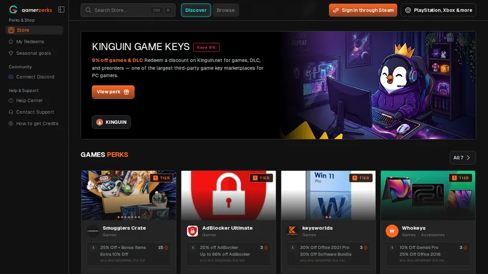 Example of a featured placement: a partner spotlight rail at the top of the member home page